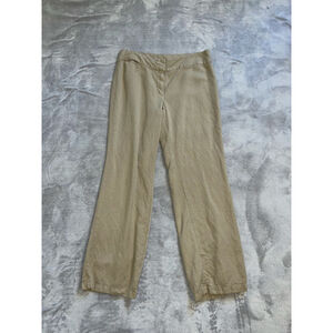 Women's Eileen Fisher Beige Lyocell Linen Trousers Size 14